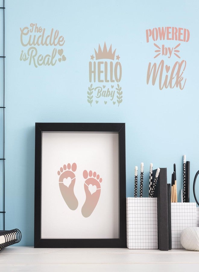AFRITEE Baby Shower Onesie Stencils for Painting - 65 Pcs Small Baby Shower Reusable Stencils for Painting for Canvas Decoration, Cute Panda Cow Cat Painting Templates DIY Home Walls Fabric Decorations - Image 2